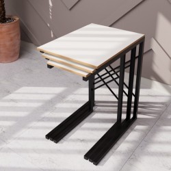 3 lü Zigon Sehpa Metal Dar Zigon Sehpa Beyaz 1294 3 lü Zigon Sehpa Metal Dar Zigon Sehpa Beyaz 1294