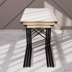 3 lü Zigon Sehpa Metal Dar Zigon Sehpa Beyaz 1294 3 lü Zigon Sehpa Metal Dar Zigon Sehpa Beyaz 1294