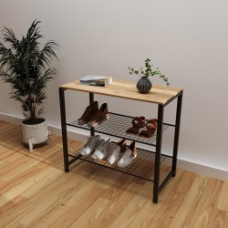 Geniş Metal Ayakkabılık Vestiyer 3 Katlı Ayakkabılık Çam 1303 Geniş Metal Ayakkabılık Vestiyer 3 Katlı Ayakkabılık Çam 1303