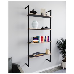 Duvar Rafı Metal Kitaplık Mobilya 4 Katlı Füme 1352 Duvar Rafı Metal Kitaplık Mobilya 4 Katlı Füme 1352