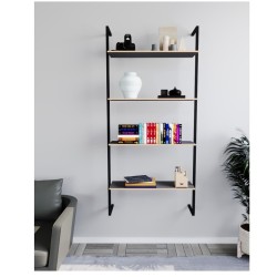 Duvar Rafı Metal Kitaplık Mobilya 4 Katlı Füme 1352 Duvar Rafı Metal Kitaplık Mobilya 4 Katlı Füme 1352