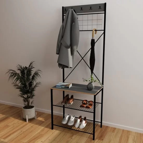 Dar Metal Portmanto, Elbise Askılığı, Vestiyer, Ayakkabılık Füme 1360 Dar Metal Portmanto, Elbise Askılığı, Vestiyer, Ayakkabılık Füme 1360