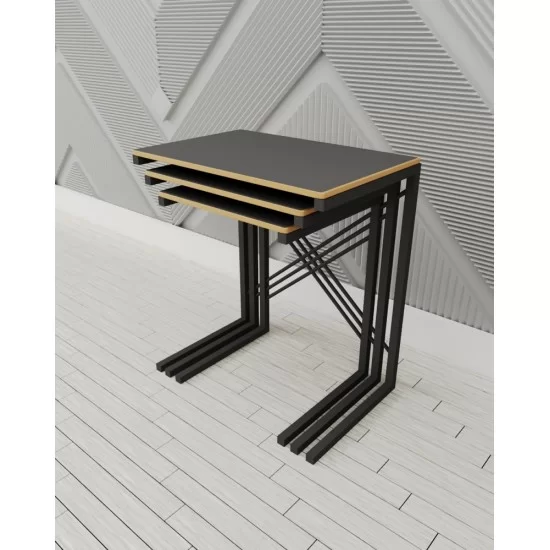 3 lü Zigon Sehpa Metal Sehpa Atlantik Füme 1365