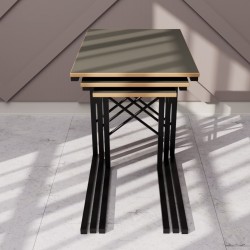 3'lü Zigon Sehpa Metal Dar Zigon Sehpa Füme 1366 3'lü Zigon Sehpa Metal Dar Zigon Sehpa Füme 1366