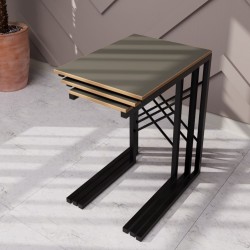 3'lü Zigon Sehpa Metal Dar Zigon Sehpa Füme 1366 3'lü Zigon Sehpa Metal Dar Zigon Sehpa Füme 1366