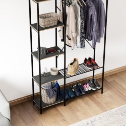 Çok Amaçlı Metal Ayaklı Raflı Dolap Ayakkabılık Portatif Portmanto Gardırop Füme 1372 Çok Amaçlı Metal Ayaklı Raflı Dolap Ayakkabılık Portatif Portmanto Gardırop Füme 1372