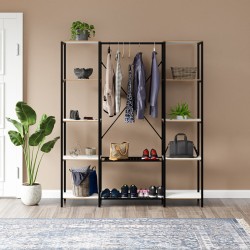 Çok Amaçlı Metal Ayaklı Çift Raflı Dolap Ayakkabılık Portatif Portmanto Gardırop Beyaz 1374 Çok Amaçlı Metal Ayaklı Çift Raflı Dolap Ayakkabılık Portatif Portmanto Gardırop Beyaz 1374