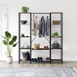 Çok Amaçlı Metal Ayaklı Çift Raflı Dolap Ayakkabılık Portatif Portmanto Gardırop Füme 1375 Çok Amaçlı Metal Ayaklı Çift Raflı Dolap Ayakkabılık Portatif Portmanto Gardırop Füme 1375