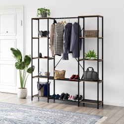 Çok Amaçlı Metal Ayaklı Çift Raflı Dolap Ayakkabılık Portatif Portmanto Gardırop Füme 1375 Çok Amaçlı Metal Ayaklı Çift Raflı Dolap Ayakkabılık Portatif Portmanto Gardırop Füme 1375