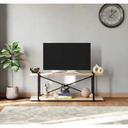 Televizyon Ünitesi Tv Standı Raflı Metal Sehpa Çam 1379 Televizyon Ünitesi Tv Standı Raflı Metal Sehpa Çam 1379