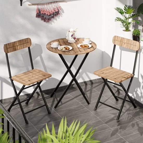  Masa Sandalye Bahçe  Bistro Takım Yuvarlak Çam 1481