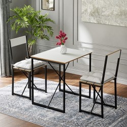 Mutfak Masası Minderli 2 Kişilik Balkon Masa Takımı Beyaz 1493 Mutfak Masası Minderli 2 Kişilik Balkon Masa Takımı Beyaz 1493