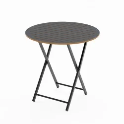 Katlanır 4 Kişilik Yuvarlak Bahçe Masası Bistro Masa 70x70 Füme 1508