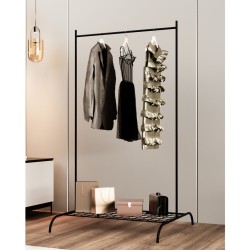 Konfeksiyon Askısı Metal Raflı Askılık Ayaklı Kıyafet Askılığı Siyah 1510 Konfeksiyon Askısı Metal Raflı Askılık Ayaklı Kıyafet Askılığı Siyah 1510