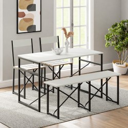 Mutfak Masası Bench Bank 120x60 Masa Set 2 Adet Sandalye Yemek Masası Beyaz 1547 Mutfak Masası Bench Bank 120x60 Masa Set 2 Adet Sandalye Yemek Masası Beyaz 1547