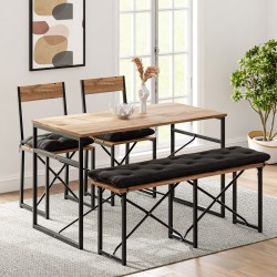 Mutfak Masası Minderli Bank 120x60 Masa Set 2 Adet Sandalye Yemek Masası Çam 1549 Mutfak Masası Minderli Bank 120x60 Masa Set 2 Adet Sandalye Yemek Masası Çam 1549