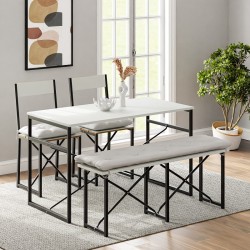 Mutfak Masası Minderli Bank 120x60 Masa Set 2 Adet Sandalye Yemek Masası Beyaz 1550 Mutfak Masası Minderli Bank 120x60 Masa Set 2 Adet Sandalye Yemek Masası Beyaz 1550