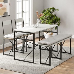 Mutfak Masası Minderli Bank 120x60 Masa Set 2 Adet Sandalye Yemek Masası Beyaz 1550 Mutfak Masası Minderli Bank 120x60 Masa Set 2 Adet Sandalye Yemek Masası Beyaz 1550