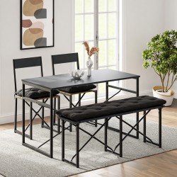 Mutfak Masası Minderli Bank 120x60 Masa Set 2 Adet Sandalye Yemek Masası Füme 1551 Mutfak Masası Minderli Bank 120x60 Masa Set 2 Adet Sandalye Yemek Masası Füme 1551