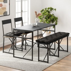 Mutfak Masası Minderli Bank 120x60 Masa Set 2 Adet Sandalye Yemek Masası Füme 1551 Mutfak Masası Minderli Bank 120x60 Masa Set 2 Adet Sandalye Yemek Masası Füme 1551