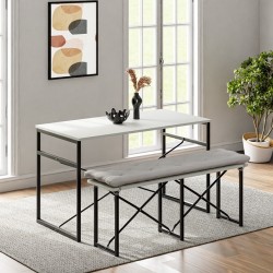 Masa Takımı Bench Bank Minderli Masa Seti 120x60 Mutfak ve Yemek Masası Beyaz 1563 Masa Takımı Bench Bank Minderli Masa Seti 120x60 Mutfak ve Yemek Masası Beyaz 1563