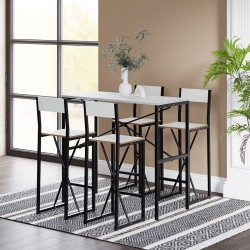 4 Kişilik Gzl Bar Masa Bar Sandalye Yemek Masa Sandalye Takımı Beyaz 1584