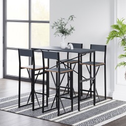 4 Kişilik Gzl Bar Masa Bar Sandalye Yemek Masa Sandalye Takımı Füme 1585