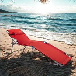 Kamp Yatağı Yastıklı Katlanır Şezlong Kampet Kırmızı 1625