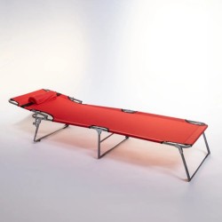 Kamp Yatağı Yastıklı Katlanır Şezlong Kampet Kırmızı 1625 Kamp Yatağı Yastıklı Katlanır Şezlong Kampet Kırmızı 1625