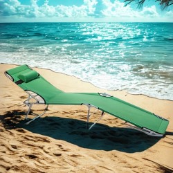 Kamp Yatağı Yastıklı Katlanır Şezlong Kampet Yeşil 1627