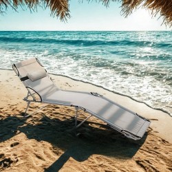 Kamp Yatağı Yastıklı Katlanır Şezlong Kampet Gri 1628