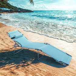 Kamp Yatağı Yastıklı Katlanır Şezlong Kampet Açık Mavi 1629