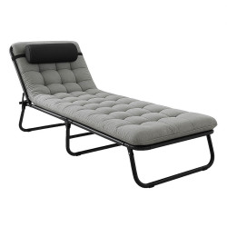 Minderli Yastıklı Kamp Yatağı Katlanır Şezlong Kampet Siyah 1630 Minderli Yastıklı Kamp Yatağı Katlanır Şezlong Kampet Siyah 1630