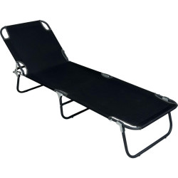 Minderli Yastıklı Kamp Yatağı Katlanır Şezlong Kampet Siyah 1630 Minderli Yastıklı Kamp Yatağı Katlanır Şezlong Kampet Siyah 1630