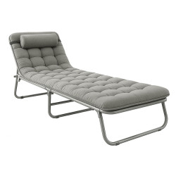 Minderli Yastıklı Kamp Yatağı Katlanır Şezlong Kampet Gri 1631