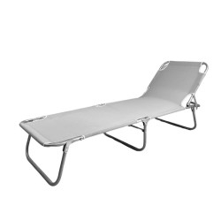 Minderli Yastıklı Kamp Yatağı Katlanır Şezlong Kampet Gri 1631