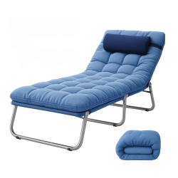 Minderli Yastıklı Kamp Yatağı Katlanır Şezlong Kampet Mavi 1632