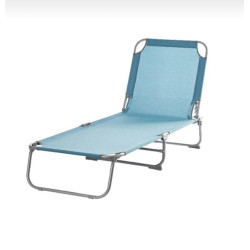 Minderli Yastıklı Kamp Yatağı Katlanır Şezlong Kampet Açık Mavi 1633