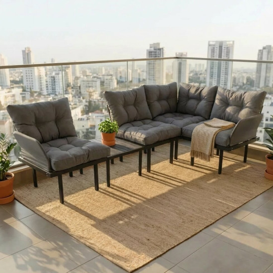 Bahçe Köşe Takımı Balkon ve Cafe Modüler Metal Köşe Koltuk Takımı Sehpalı Füme 1634 Bahçe Köşe Takımı Balkon ve Cafe Modüler Metal Köşe Koltuk Takımı Sehpalı Füme 1634