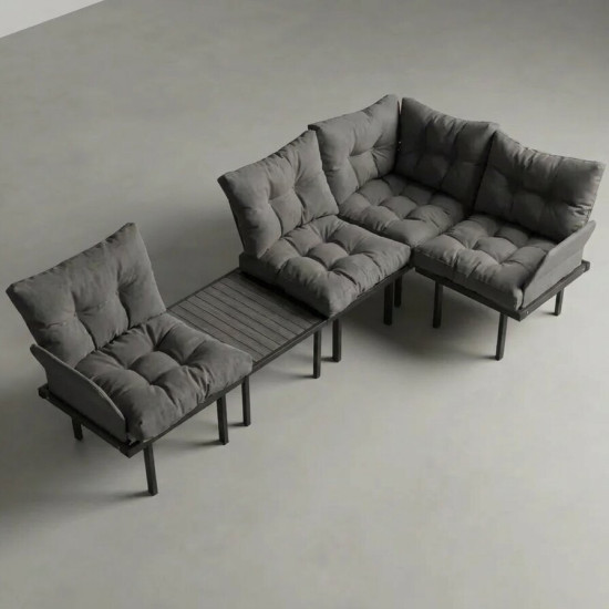 Bahçe Köşe Takımı Balkon ve Cafe Modüler Metal Köşe Koltuk Takımı Sehpalı Füme 1634 Bahçe Köşe Takımı Balkon ve Cafe Modüler Metal Köşe Koltuk Takımı Sehpalı Füme 1634