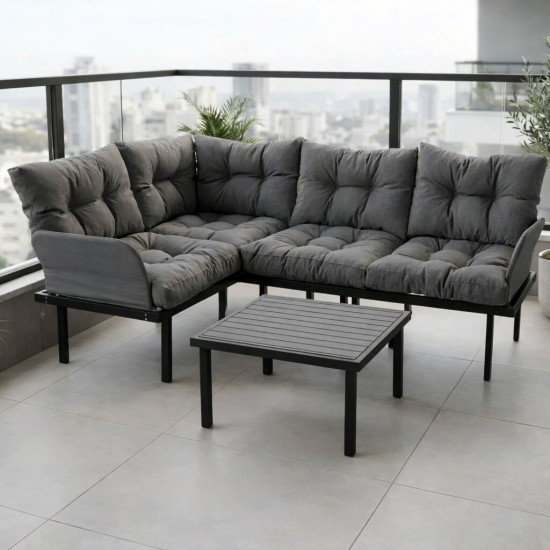 Bahçe Köşe Takımı Balkon ve Cafe Modüler Metal Köşe Koltuk Takımı Sehpalı Füme 1634 Bahçe Köşe Takımı Balkon ve Cafe Modüler Metal Köşe Koltuk Takımı Sehpalı Füme 1634