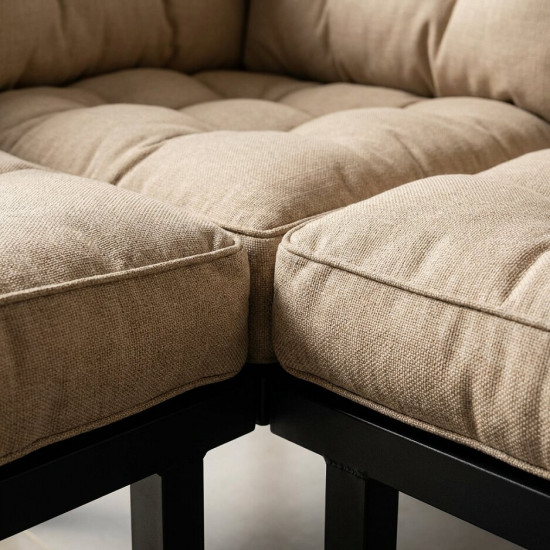 Bahçe Köşe Takımı Balkon ve Cafe Modüler Metal Köşe Koltuk Takımı Sehpalı Bej 1635 Bahçe Köşe Takımı Balkon ve Cafe Modüler Metal Köşe Koltuk Takımı Sehpalı Bej 1635