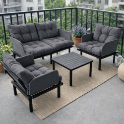 Bahçe Takımı Balkon ve Cafe Modüler Metal Koltuk Takımı 2+1+1 Sehpalı Füme 1636 Bahçe Takımı Balkon ve Cafe Modüler Metal Koltuk Takımı 2+1+1 Sehpalı Füme 1636