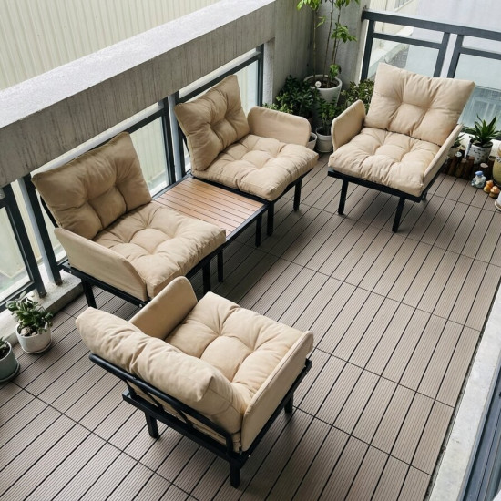 Bahçe Takımı Balkon ve Cafe Modüler Metal Koltuk Takımı 2+1+1 Sehpalı Bej 1637 Bahçe Takımı Balkon ve Cafe Modüler Metal Koltuk Takımı 2+1+1 Sehpalı Bej 1637