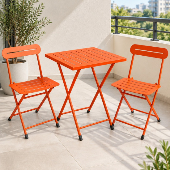 Katlanır Metal Balkon Bahçe Bistro Masa Sandalye Seti 2 Kişilik 1 Masa 2 Sandalye Turuncu 1638 Katlanır Metal Balkon Bahçe Bistro Masa Sandalye Seti 2 Kişilik 1 Masa 2 Sandalye Turuncu 1638