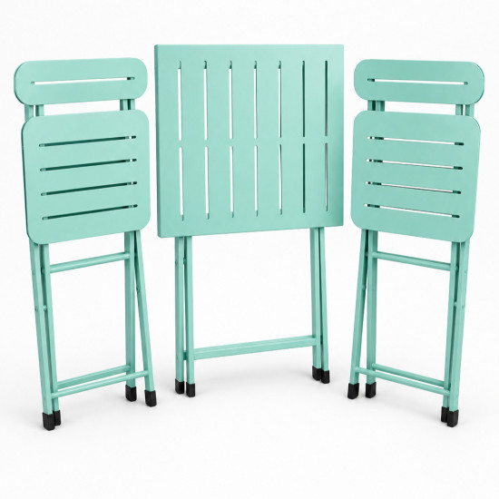 Katlanır Metal Balkon Bahçe Bistro Masa Sandalye Seti 2 Kişilik 1 Masa 2 Sandalye Mint Yeşili 1639 Katlanır Metal Balkon Bahçe Bistro Masa Sandalye Seti 2 Kişilik 1 Masa 2 Sandalye Mint Yeşili 1639