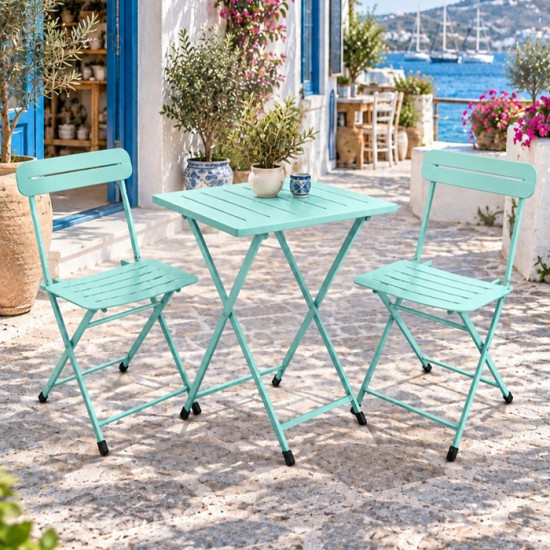Katlanır Metal Balkon Bahçe Bistro Masa Sandalye Seti 2 Kişilik 1 Masa 2 Sandalye Mint Yeşili 1639 Katlanır Metal Balkon Bahçe Bistro Masa Sandalye Seti 2 Kişilik 1 Masa 2 Sandalye Mint Yeşili 1639