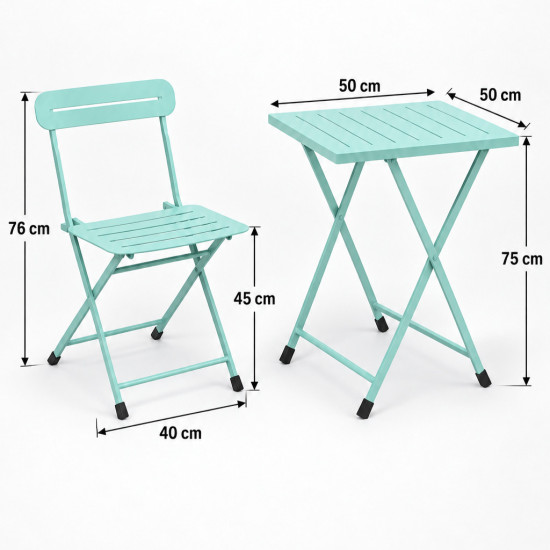 Katlanır Metal Balkon Bahçe Bistro Masa Sandalye Seti 2 Kişilik 1 Masa 2 Sandalye Mint Yeşili 1639 Katlanır Metal Balkon Bahçe Bistro Masa Sandalye Seti 2 Kişilik 1 Masa 2 Sandalye Mint Yeşili 1639