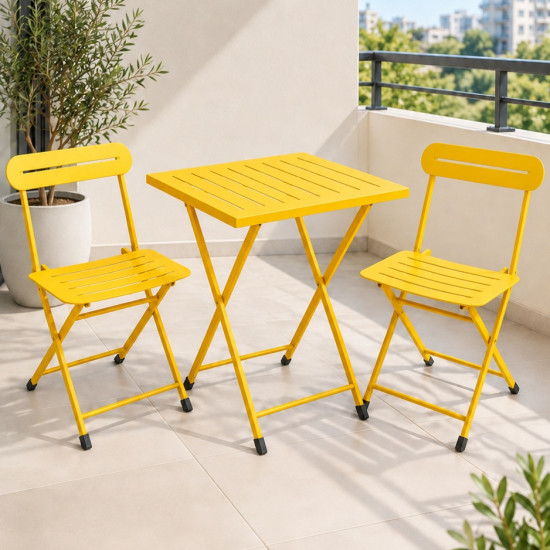Katlanır Metal Balkon Bahçe Bistro Masa Sandalye Seti 2 Kişilik 1 Masa 2 Sandalye Sarı 1640 Katlanır Metal Balkon Bahçe Bistro Masa Sandalye Seti 2 Kişilik 1 Masa 2 Sandalye Sarı 1640