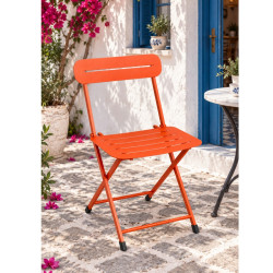 Katlanır Metal Balkon Bahçe Sandalyesi Bistro Sandalye Tekli Turuncu 1641